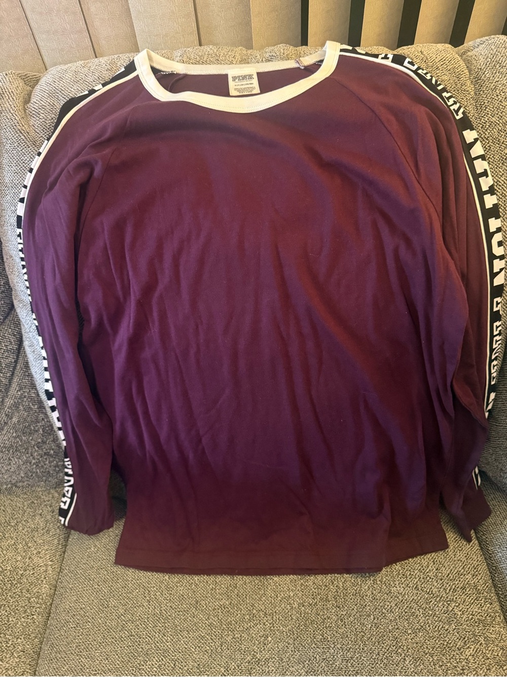 Victoria's Secret Long Sleeve Tee in Burgundy with White Trim